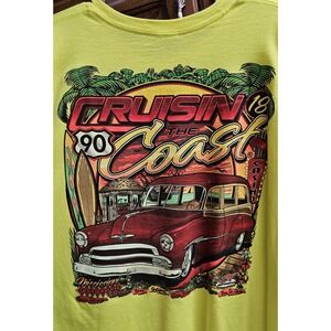 Vintage Cruisin the Coast Shirt Mens 3XL‎ Neon Yellow Short sleeve 18th annual